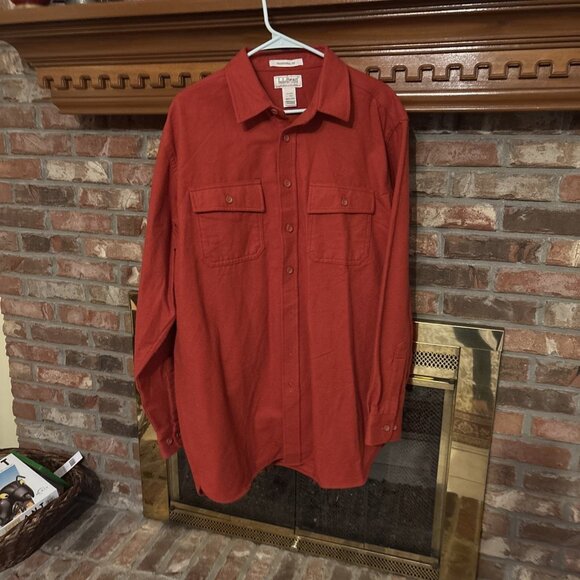 Ll Bean Heavy Burnt Orange Chamois Cloth Shirt Size L -tall - Picture 1 of 8